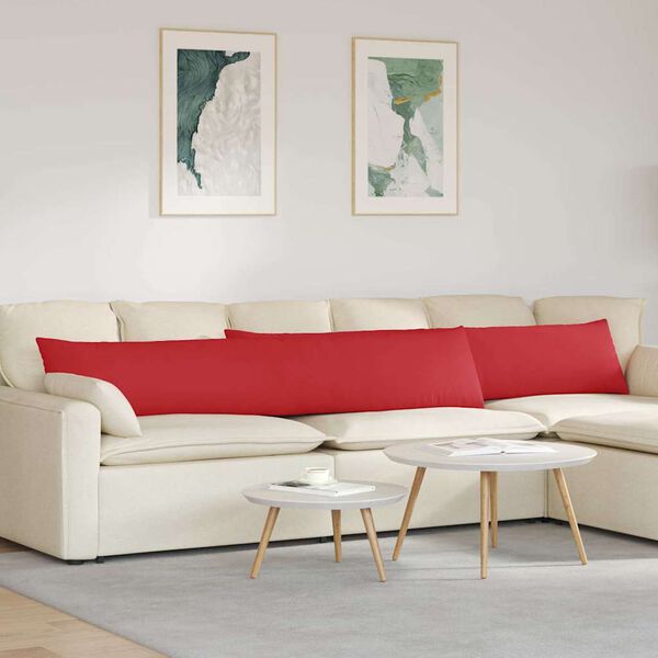 vidaXL Coussins de canap&eacute; 2 pcs Rouge 200 x 40 cm tissu