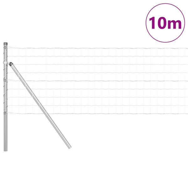 vidaXL Cl&ocirc;ture avec poteau Argent&eacute; 0,6 x 10 m Acier et PVC