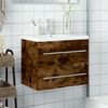 vidaXL Armoire lavabo de salle de bain avec bassin int&eacute;gr&eacute; ch&ecirc;ne fum&eacute;