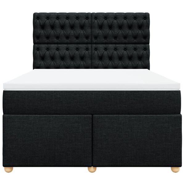 vidaXL Sommier &agrave; lattes de lit avec matelas Noir 140x190 cm Tissu