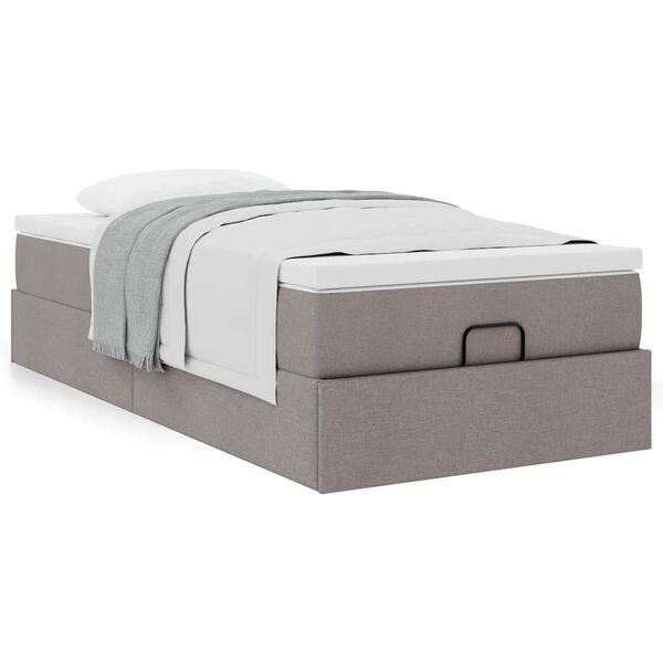 vidaXL Cadre de lit ottoman avec matelas taupe 90x190 cm tissu