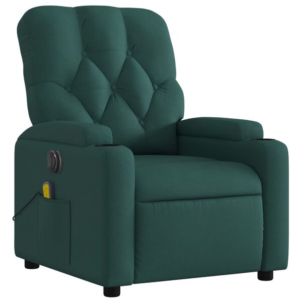 vidaXL Fauteuil de massage inclinable &eacute;lectrique Vert fonc&eacute; Tissu