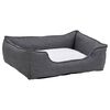 vidaXL Lit pour chiens Gris et blanc 110,5x80,5x26 cm Aspect de lin