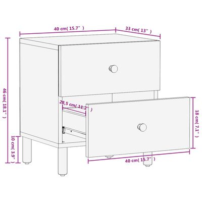 vidaXL Table de chevet noir 40x33x46 cm bois de manguier solide