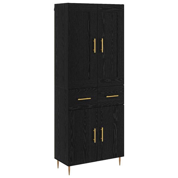 vidaXL Haut Armoire Ch&ecirc;ne noir 69,5 x 34 x 180 cm Bois d'ing&eacute;nierie