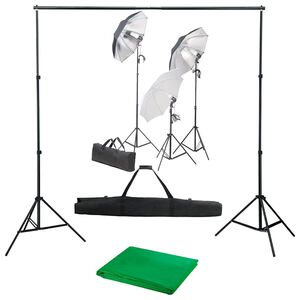vidaXL Kit de studio photo avec ensemble d'&eacute;clairage et toile de fond