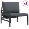 vidaXL Ensemble de canap&eacute; de jardin avec coussin 6 pcs Noir Acier