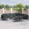 vidaXL Ensemble de canapé de jardin avec coussin 14 pcs Noir Aluminium