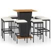 vidaXL Ensemble de bar de jardin 9 pcs et coussins R&eacute;sine tress&eacute;e Noir