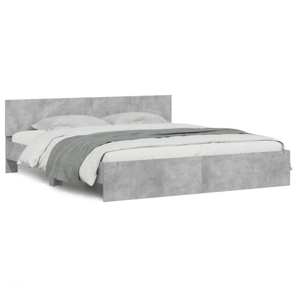vidaXL Cadre de lit sans matelas gris b&eacute;ton 180x200 cm