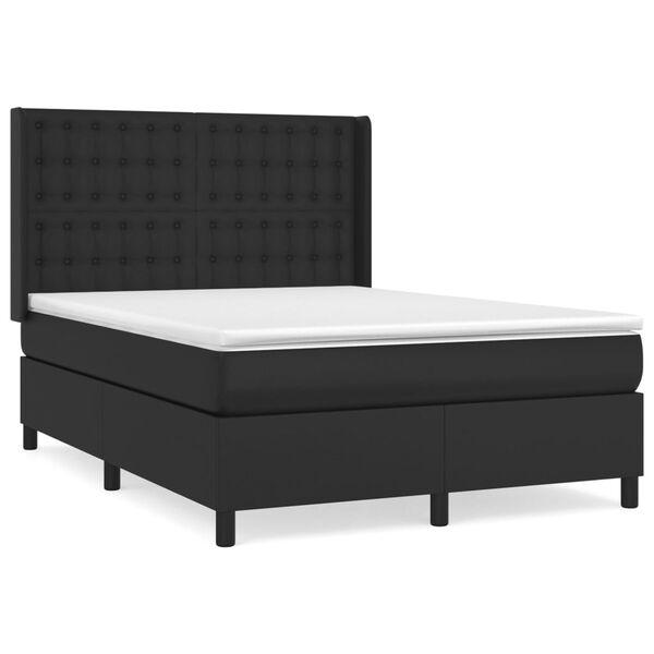 vidaXL Sommier &agrave; lattes de lit avec matelas Noir 140x200 cm Similicuir