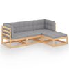 vidaXL Salon de jardin 4 pcs avec coussins Bois de pin massif