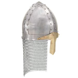 vidaXL Casque de chevalier crois&eacute; antique pour GN Argent&eacute; Acier