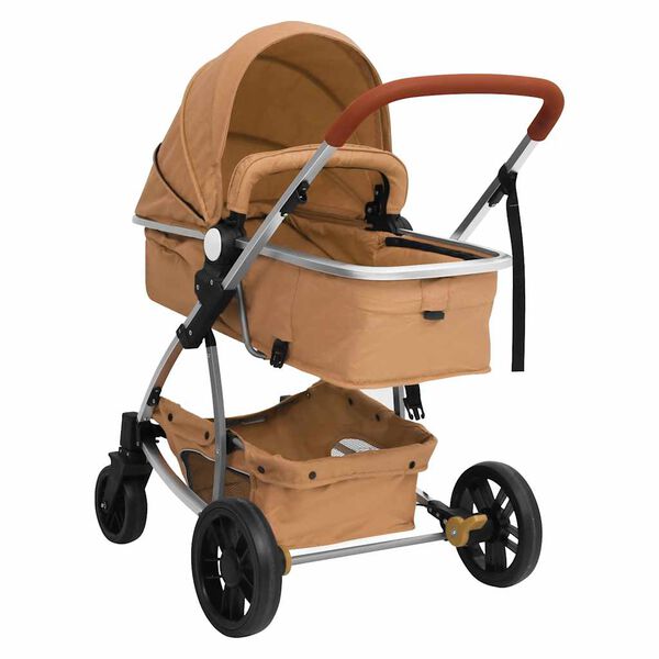 vidaXL Poussette pour b&eacute;b&eacute; 2-en-1 Taupe Aluminium
