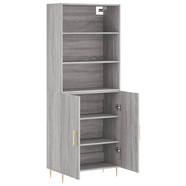 vidaXL Buffet haut Sonoma gris 69,5x34x180 cm Bois d'ing&eacute;nierie