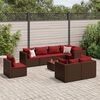 vidaXL Salon de jardin avec coussins 8 pcs marron résine tressée