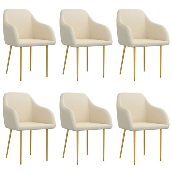 vidaXL Chaises &agrave; manger lot de 6 cr&egrave;me velours