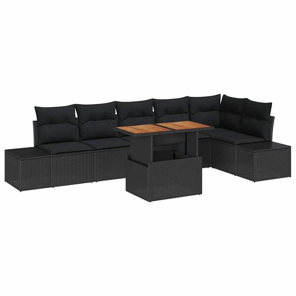 vidaXL Ensemble de salle &agrave; manger pour jardin 7 pcs Noir et Marron