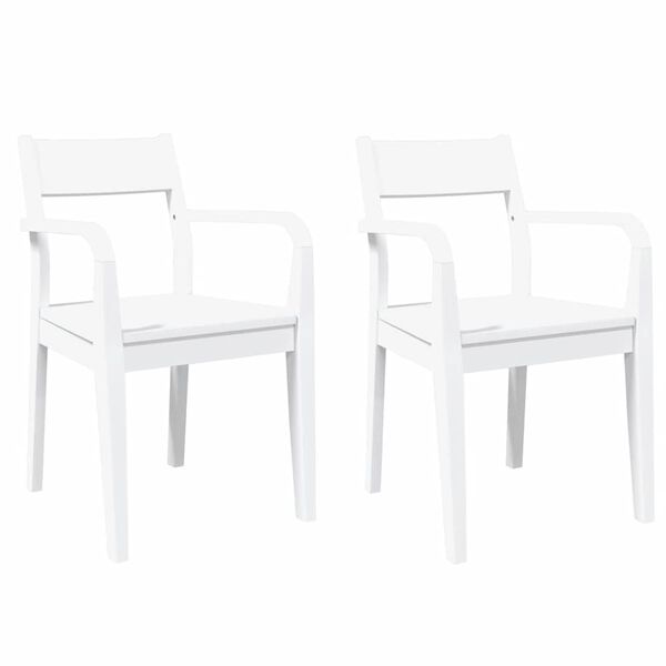 vidaXL Chaises à manger 2 pcs blanc bois massif caoutchouc