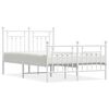 vidaXL Cadre de lit m&eacute;tal sans matelas et pied de lit blanc 135x190 cm