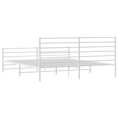 vidaXL Cadre de lit métal sans matelas et pied de lit blanc 183x213 cm