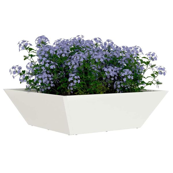 vidaXL Cache-pot de jardin Blanc 50 x 50 x 15 cm Acier lamin&eacute; &agrave; froid