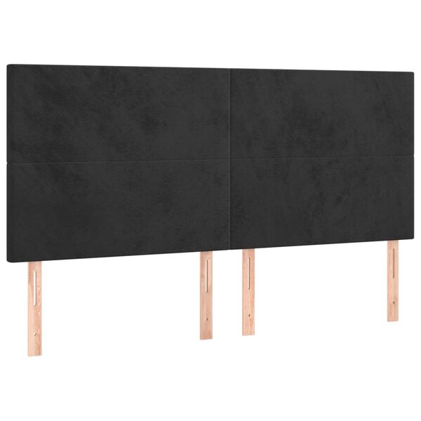 vidaXL T&ecirc;te de lit &agrave; LED Noir 200x5x118/128 cm Velours