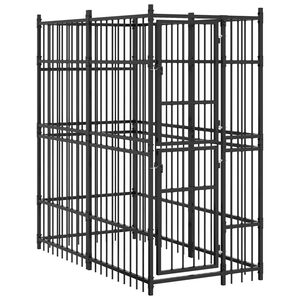 vidaXL Chenil d'ext&eacute;rieur pour chiens Acier 1,84 m&sup2;