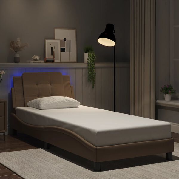 vidaXL Cadre de lit avec LED sans matelas Zadar cappuccino 100x200 cm