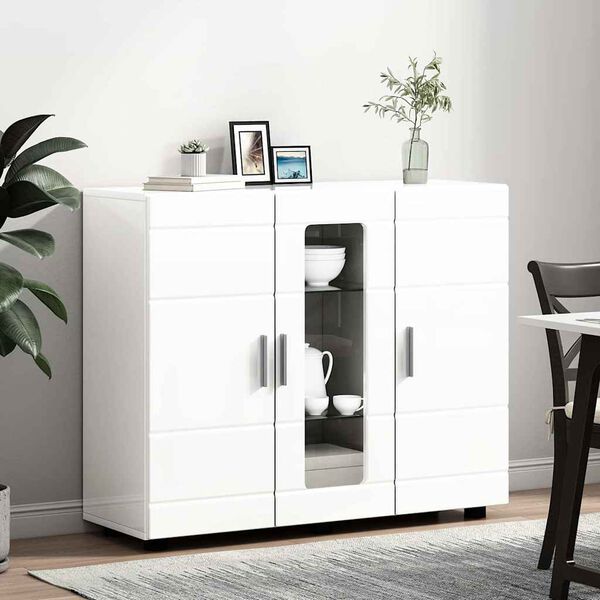 vidaXL Buffet Blanc brillant 55,5 x 29 x 100 cm Bois d'ingénierie