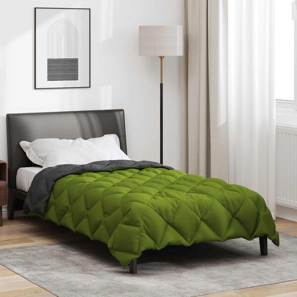 vidaXL Duvet d'hiver Vert et Anthracite 220 x 135 cm Microfibre