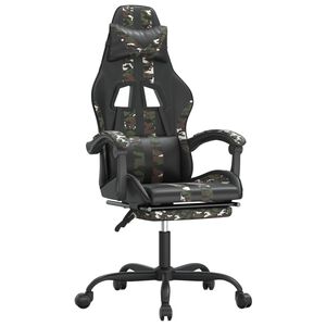 vidaXL Chaise de jeu avec repose-pied Noir et camouflage Similicuir