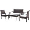 vidaXL Salon de jardin 4 pcs avec coussins R&eacute;sine tress&eacute;e Marron
