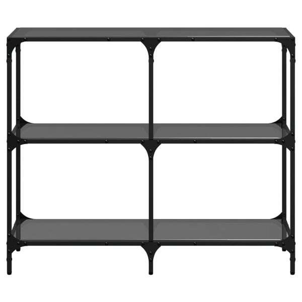 vidaXL Table console avec dessus en verre noir 98x30x81 cm acier