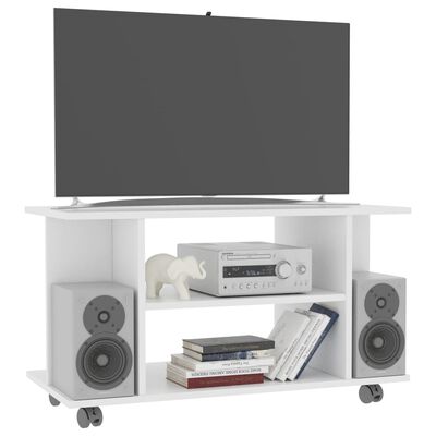 vidaXL Meuble TV avec roulettes blanc 80x40x45 cm bois d'ingénierie