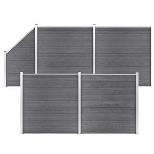 vidaXL Ensemble de cl&ocirc;ture WPC 4 Carr&eacute; + 1 Inclin&eacute; 792 x 186 cm Gris