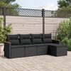 vidaXL Salon de jardin 5 pcs avec coussins noir r&eacute;sine tress&eacute;e