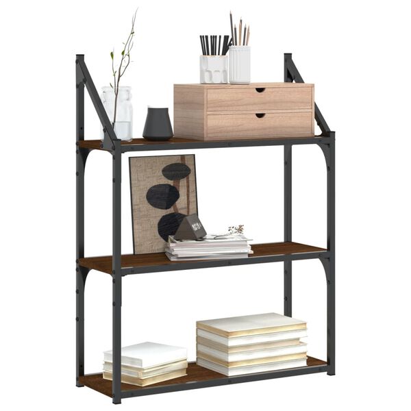 vidaXL &Eacute;tag&egrave;re murale 3 niveaux ch&ecirc;ne marron 60x21x78,5 cm
