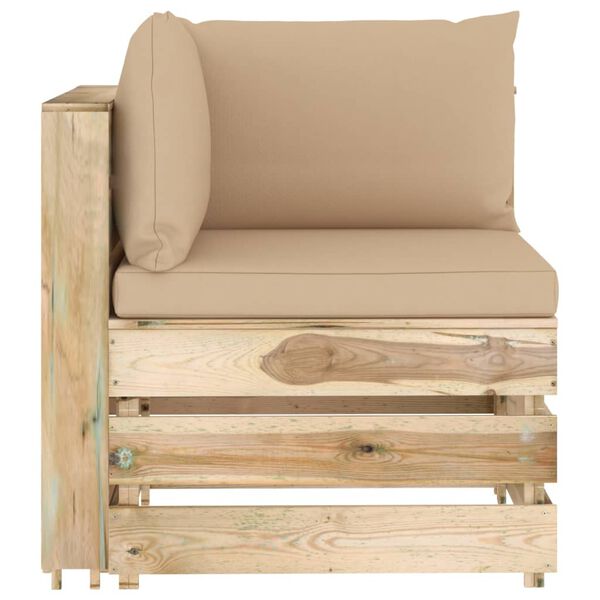 vidaXL Salon de jardin 11 pcs avec coussins Bois impr&eacute;gn&eacute; de vert