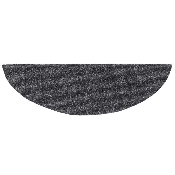 vidaXL Tapis d'escalier autocollants 30 pi&egrave;ces 56 x 17 x 3 cm Gris fonc&eacute; Demi-rond