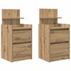 vidaXL Tables de chevet 2 tiroirs 2 pcs ch&ecirc;ne artisanal 38x34x80 cm