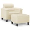 vidaXL Fauteuil avec repose-pied Cr&egrave;me 60 cm Similicuir