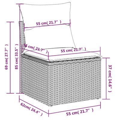 vidaXL Salon de jardin avec coussins 12 pcs gris résine tressée