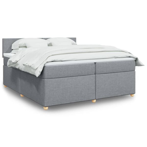 vidaXL Sommier &agrave; lattes de lit avec matelas Gris clair 200x200cm Tissu