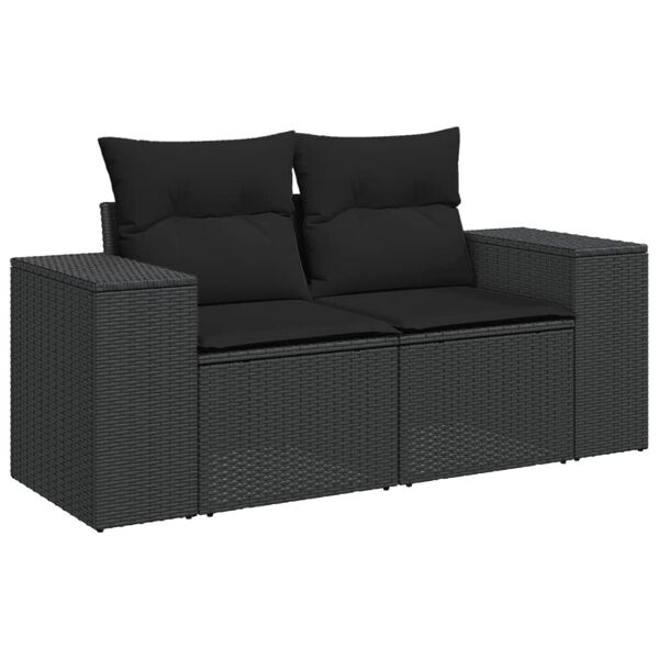 vidaXL Salon de jardin 11 pcs avec coussins noir r&eacute;sine tress&eacute;e