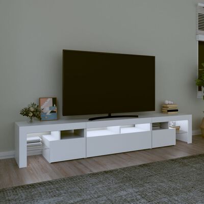 vidaXL Meuble TV avec lumières LED Blanc 230x36,5x40 cm
