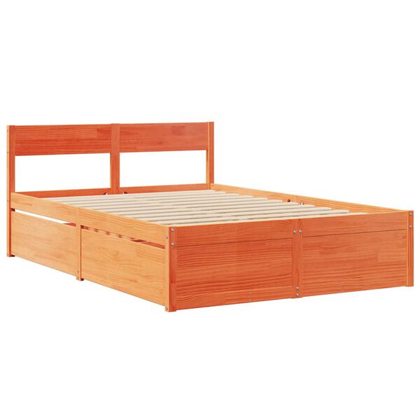 vidaXL Cadre de lit sans matelas cire marron 120x200cm bois pin massif