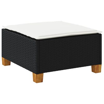 vidaXL Tabouret de jardin et coussin noir 63,5x56x32 cm résine tressée