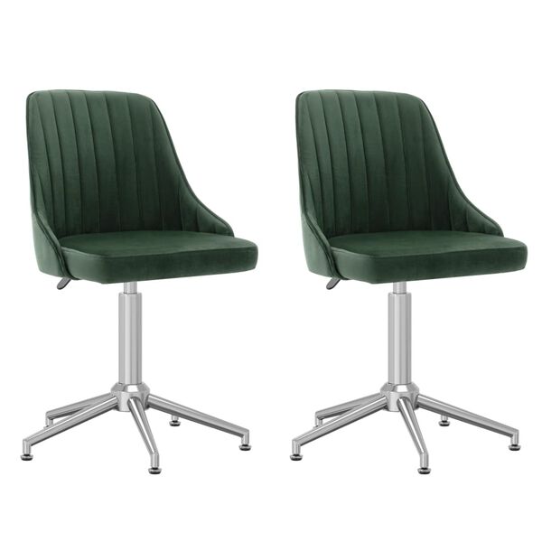vidaXL Chaises pivotantes &agrave; manger lot de 2 vert fonc&eacute; velours