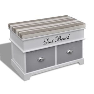 vidaXL Banc d'entr&eacute;e et de rangement avec coussin gris 2 tiroirs Blanc